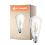Ledvance Classic LED E27 Birne Fadenlampe Klar 4W 470lm - 827 Extra Warmweiß | Ersatz für 40W