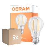 Mehrfachpackung 6x Osram LED Superstar E27 Birne Fadenlampe Klar 7.5W 1055lm - 940 Kaltweiß | Höchste Farbwiedergabe - Dimmbar - Ersatz Für 75W