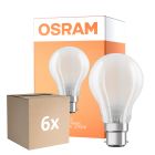 Mehrfachpackung 6x Osram Retrofit Classic LED B22d Birne Matt 11W 1521lm - 827 Extra Warmweiß | Dimmbar -  Ersatz Für 100W