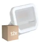 Mehrfachpackung 12x Ledvance LED-Scheinwerfer Aluminium Weiß 8W 1100lm 100D - 830 Warmweiß | IP66 - Symmetrisch