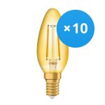 Lot 10x Osram Vintage 1906 LED E14 Bougie Dorée 1.5W 120lm - 824 Blanc Très Chaud | Équivalent 15W