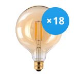 Lot 18x Noxion Lucent LED E27 Globe Filament Ambre 125mm 7.2W 630lm - 822 Blanc Très Chaud | Équivalent 60W