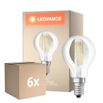 Lot 6x Osram Classic LED E14 Boule Filament Claire 5.5W 806lm - 827 Blanc Très Chaud | Dimmable - Équivalent 60W