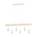 Eglo Suspension Luminaire Townshend Acier Blanc Bois | IP20 - Convient pour 6x E27 