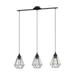 Eglo Suspension Luminaire Tarbes Acier Noir | IP20 - Convient pour 3x E27 