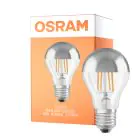 Osram Classic LED E27 Poire Filament Miroir Argent 4W 400lm - 827 Blanc Très Chaud | Équivalent 35W