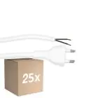 Lot 25x Noxion Euro Câble d’alimentation - C7 Europlug + Extrémités ouvertes - Blanc 2m - 2 pole 0,75mm2
