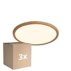 Lot 3x Nordlux LED Plafonnier Oja 29 Bois 17W 1600lm - 827 Blanc Très Chaud | Dimmable