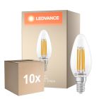 Lot 10x Ledvance Classic LED E14 Bougie Filament Claire 3.4W 470lm - 827 Blanc Très Chaud | Dimmable - Équivalent 40W